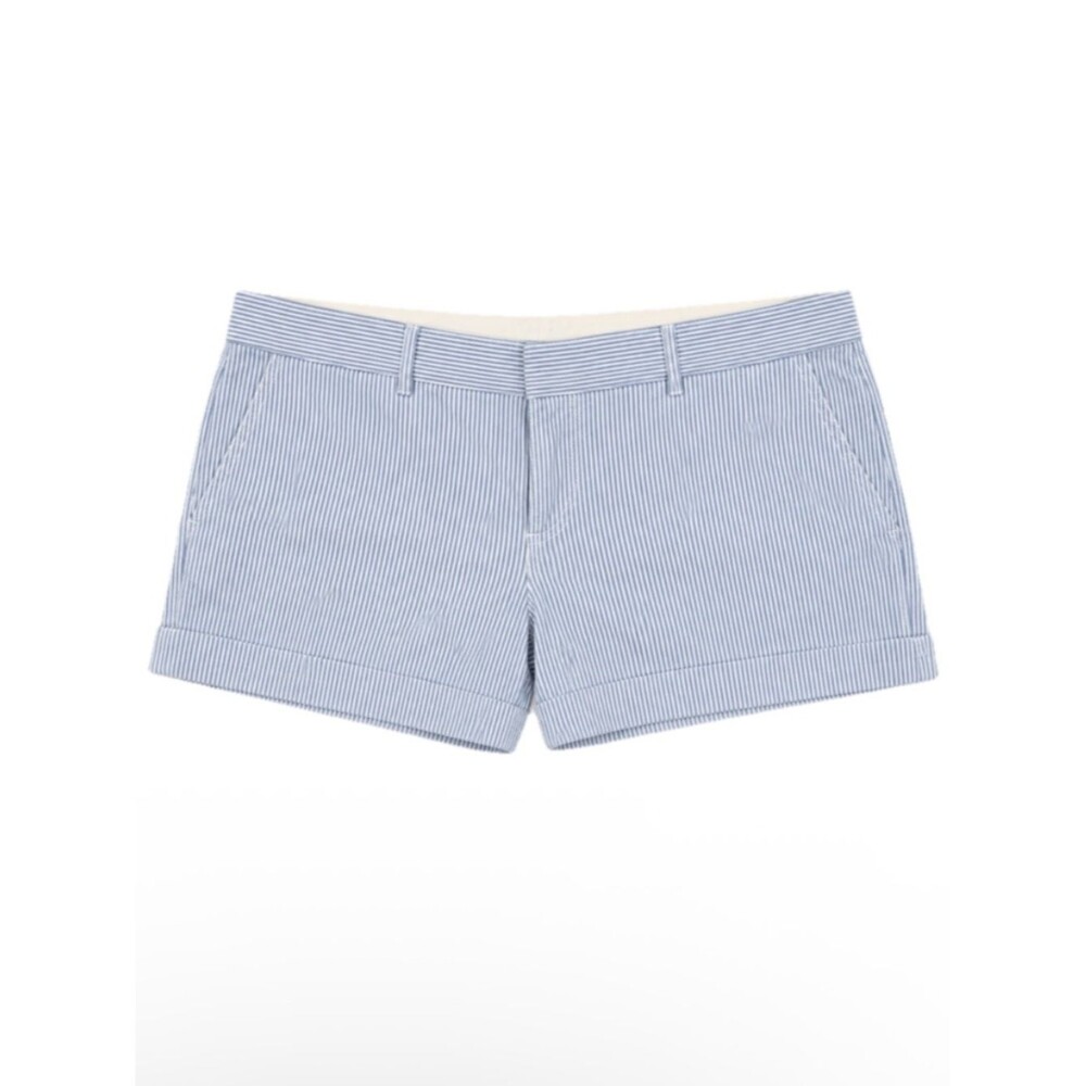 DKNY Blue White Stripe Cuffed Shorts 100% Cotton Size 12 - Picture 2 of 7